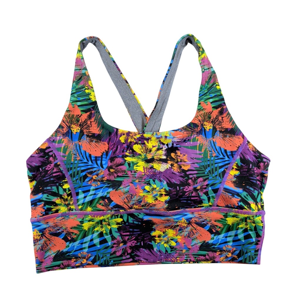 Born Primitive Womens XXL Tropical Floral Sports Bra Purple Blue Orange X-Back